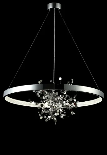 Люстра подвесная LED GARDEN SPLED+4 D800 CHROME Crystal Lux хром на 1 лампа, основание хром в стиле современный кольца ветви фото 4