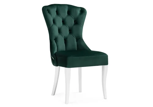 Деревянный стул Милано 1 зеленый / белый 474339 Woodville, зелёный/велюр, ножки/дерево/белый, размеры - ****510*590 фото 8