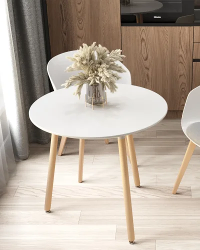 Стол круглый EAMES DST NEW D=80 белый на деревянных ножках УТ000039064 Stool Group столешница белая из мдф фото 2