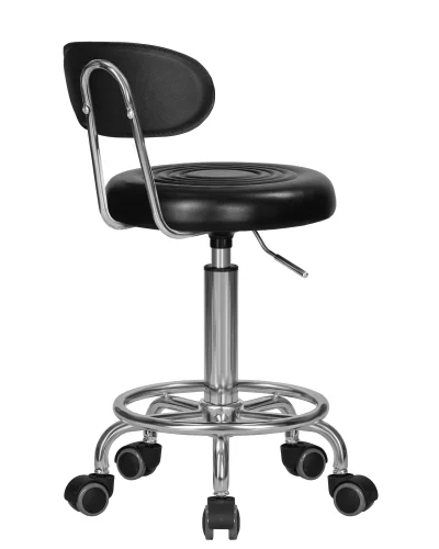 Табурет мастера DOBRIN BILLY (черный) цвет сиденья черный, цвет основания хромированная сталь Dobrin, чёрный/экокожа, ножки/металл/, размеры - 690*850**** фото 4