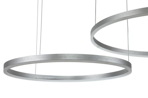 Светильник подвесной LED с пультом Galass V000012L Indigo белый 1 лампа, основание серебряное в стиле современный кольца с пультом фото 2