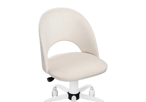 Компьютерное кресло Ирре молочное / белое 559272 Woodville, молочный/велюр, ножки/металл/белый, размеры - *960***560*600 фото 5