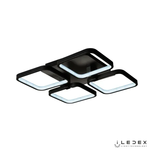 Люстра потолочная LED с пультом Satellite 8153-4-X-T BK iLedex чёрная на 1 лампу, основание чёрное в стиле современный хай-тек с пультом квадраты