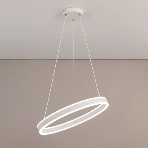 Светильник подвесной LED с пультом Дуэт CL719500 Citilux белый 1 лампа, основание белое в стиле современный минимализм кольца с пультом фото 4