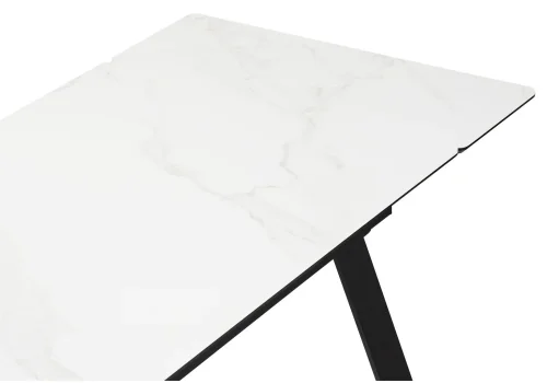 Керамический стол Норман 140(200)х80х75 белый мрамор alpin white / черный 612197 Woodville столешница белая из керамика фото 3