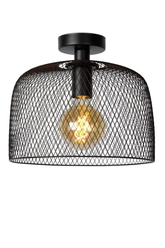 Светильник потолочный лофт Mesh 43104/30/30 Lucide чёрный 1 лампа, основание чёрное в стиле лофт  фото 3