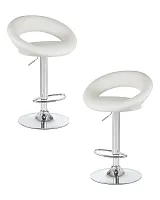 Стул барный набор 2 шт. SET-2 5001-LM MIRA , цвет сиденья белый, цвет основания хром Dobrin, /экокожа, ножки/металл/хром, размеры - 790*1020***535*470