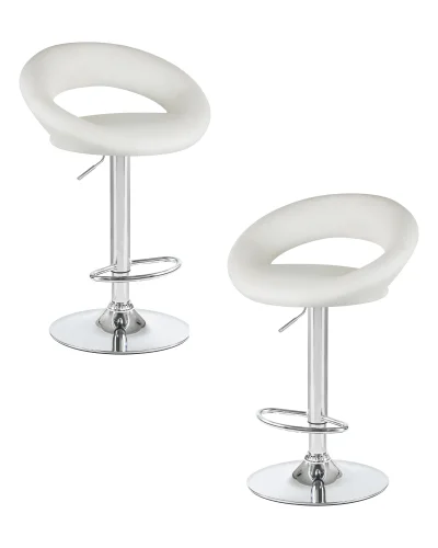 Стул барный набор 2 шт. SET-2 5001-LM MIRA , цвет сиденья белый, цвет основания хром Dobrin, /экокожа, ножки/металл/хром, размеры - 790*1020***535*470 Стул барный набор 2 шт. SET-2 5001-LM MIRA , цвет сиденья белый, цвет основания хром Dobrin, /экокожа, ножки/металл/хром, размеры - 790*1020***535*470