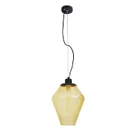 Светильник подвесной Calima VL5242P31 Vele Luce прозрачный янтарный на 1 лампу, основание чёрное в стиле современный выдувное