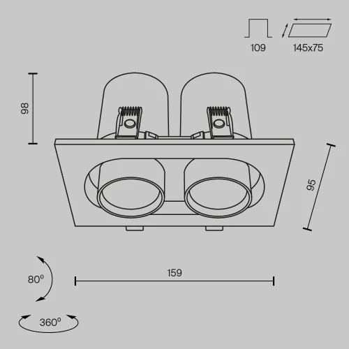 Светильник точечный LED Hidden DL045-02-10W3K-B Maytoni чёрный на 2 лампы, основание чёрное в стиле современный хай-тек фото 10