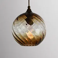 Светильник подвесной CL RIB B Brown 219465-26 ImperiumLoft коричневый 1 лампа, основание чёрное в стиле современный шар выдувное