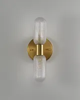 Бра Brass V11018-2W Moderli прозрачный на 2 лампы, основание золотое латунь в стиле современный американский 