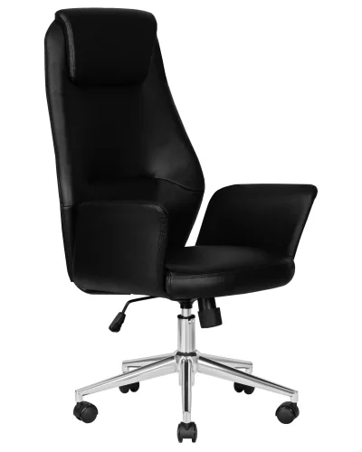 Офисное кресло для руководителя 126B-LMR COLTON, цвет черный Dobrin, чёрный/экокожа, ножки/металл/хром, размеры - 1125*1225***650*650 фото 2