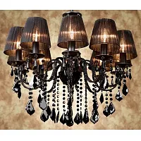 Люстра подвесная PALERMO L19910.09 L'ARTE LUCE чёрная на 10 ламп, основание чёрное в стиле классический Люстра подвесная PALERMO L19910.09 L'ARTE LUCE чёрная на 10 ламп, основание чёрное в стиле классический