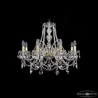 Люстра подвесная 1411/8/240 G Богемия Ивеле Кристалл без плафона на 8 ламп, основание золотое в стиле классический sp Люстра подвесная 1411/8/240 G Богемия Ивеле Кристалл без плафона на 8 ламп, основание золотое в стиле классический sp