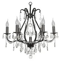 Люстра хрустальная подвесная Ercolano E 1.1.6.601 N Arti Lampadari без плафона на 7 ламп, основание чёрное в стиле классический Люстра хрустальная подвесная Ercolano E 1.1.6.601 N Arti Lampadari без плафона на 7 ламп, основание чёрное в стиле классический