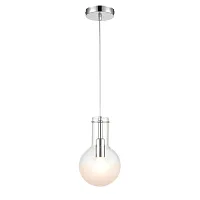 Светильник подвесной Кесэйр (Cesare) VL1913P01 Vele Luce белый на 1 лампу, основание хром в стиле современный шар Светильник подвесной Кесэйр (Cesare) VL1913P01 Vele Luce белый на 1 лампу, основание хром в стиле современный шар