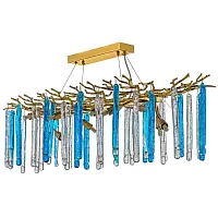 Люстра подвесная Tavenna H 1.5.100x40.176 G Dio D'Arte прозрачная синяя на 10 ламп, основание золотое в стиле классический флористика современный капли ветви Люстра подвесная Tavenna H 1.5.100x40.176 G Dio D'Arte прозрачная синяя на 10 ламп, основание золотое в стиле классический флористика современный капли ветви