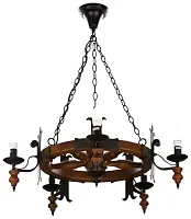 Люстра подвесная 586-703-05 Velante без плафона на 5 ламп, основание коричневое чёрное в стиле кантри Люстра подвесная 586-703-05 Velante без плафона на 5 ламп, основание коричневое чёрное в стиле кантри