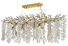 Люстра подвесная Tavenna H 1.5.120x40.102 G Dio D'Arte прозрачная на 14 ламп, основание золотое в стиле современный классический флористика ветви Люстра подвесная Tavenna H 1.5.120x40.102 G Dio D'Arte прозрачная на 14 ламп, основание золотое в стиле современный классический флористика ветви