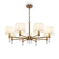 Люстра подвесная Lino FR5186PL-08BS Freya белая на 8 ламп, основание латунь в стиле современный Люстра подвесная Lino FR5186PL-08BS Freya белая на 8 ламп, основание латунь в стиле современный