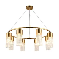 Люстра подвесная Cesana OML-67103-08 Omnilux прозрачная на 8 ламп, основание бронзовое в стиле современный Люстра подвесная Cesana OML-67103-08 Omnilux прозрачная на 8 ламп, основание бронзовое в стиле современный