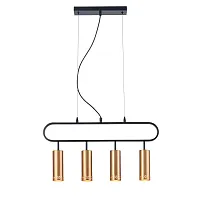 Светильник подвесной Brio VL5794P04 Vele Luce золотой на 4 лампы, основание чёрное в стиле современный Светильник подвесной Brio VL5794P04 Vele Luce золотой на 4 лампы, основание чёрное в стиле современный