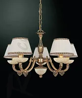 Люстра подвесная L 5500/5 Reccagni Angelo белая янтарная на 5 ламп, основание золотое в стиле классический Люстра подвесная L 5500/5 Reccagni Angelo белая янтарная на 5 ламп, основание золотое в стиле классический