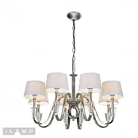 Люстра подвесная Опера (Opera) 82177/8 CR iLamp белая на 8 ламп, основание хром в стиле современный американский Люстра подвесная Опера (Opera) 82177/8 CR iLamp белая на 8 ламп, основание хром в стиле современный американский
