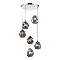 Светильник подвесной Elision VL5593P26 Vele Luce серый чёрный на 6 ламп, основание хром в стиле современный каскад выдувное Светильник подвесной Elision VL5593P26 Vele Luce серый чёрный на 6 ламп, основание хром в стиле современный каскад выдувное