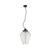 Светильник подвесной Calima VL5242P11 Vele Luce прозрачный на 1 лампу, основание чёрное в стиле современный выдувное Светильник подвесной Calima VL5242P11 Vele Luce прозрачный на 1 лампу, основание чёрное в стиле современный выдувное