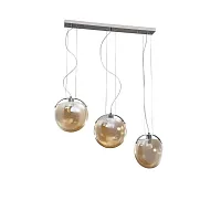 Светильник подвесной Dialma VL5183P23 Vele Luce янтарный на 3 лампы, основание хром в стиле современный каскад шар Светильник подвесной Dialma VL5183P23 Vele Luce янтарный на 3 лампы, основание хром в стиле современный каскад шар