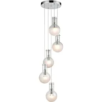 Светильник подвесной Кесэйр (Cesare) VL1913P05 Vele Luce белый на 5 ламп, основание хром в стиле современный шар Светильник подвесной Кесэйр (Cesare) VL1913P05 Vele Luce белый на 5 ламп, основание хром в стиле современный шар