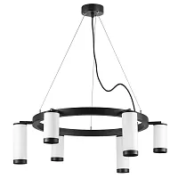 Люстра подвесная Рулло (Rullo) LR0163638637 Lightstar белая чёрная на 6 ламп, основание чёрное в стиле хай-тек Люстра подвесная Рулло (Rullo) LR0163638637 Lightstar белая чёрная на 6 ламп, основание чёрное в стиле хай-тек