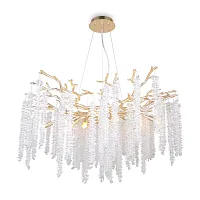 Люстра подвесная Mineral FR1010PL-10G Freya прозрачная на 10 ламп, основание золотое в стиле классический современный флористика ветви Люстра подвесная Mineral FR1010PL-10G Freya прозрачная на 10 ламп, основание золотое в стиле классический современный флористика ветви