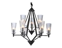 Люстра подвесная TR3238 Ambrella light прозрачная на 9 ламп, основание чёрное в стиле кантри замковый Люстра подвесная TR3238 Ambrella light прозрачная на 9 ламп, основание чёрное в стиле кантри замковый
