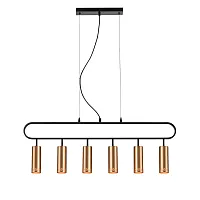 Светильник подвесной Brio VL5794P06 Vele Luce золотой на 6 ламп, основание чёрное в стиле современный Светильник подвесной Brio VL5794P06 Vele Luce золотой на 6 ламп, основание чёрное в стиле современный