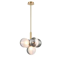 Светильник подвесной Amore VL5484P05 Vele Luce белый на 5 ламп, основание золотое в стиле современный шар Светильник подвесной Amore VL5484P05 Vele Luce белый на 5 ламп, основание золотое в стиле современный шар