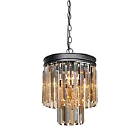 Люстра подвесная V5154-1/3+1 Vitaluce янтарная на 4 лампы, основание чёрное в стиле современный классический Люстра подвесная V5154-1/3+1 Vitaluce янтарная на 4 лампы, основание чёрное в стиле современный классический